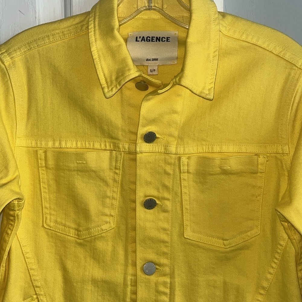 L'AGENCE Buttercup Yellow Jean Jacket Size Small - Picture 7 of 14